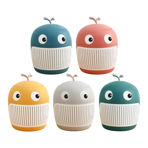 Odor Proof Mini Trash Bin Cute Whale Mini Table-malachite green 1