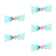 Set of 5 Satins Bowknot Chair Back Decoration With-tiffan blue