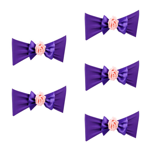 5Pcs Romantics Chair Back Bowknot Tie Decoration Easy To-Plum