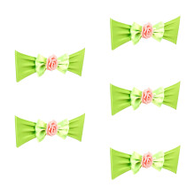 5Pcs Elastic Wedding Chair Band Bowknot Tie With-Light Green