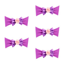 5 Pack Elegant Satins Bowknot Chair Back Cover-Purplered