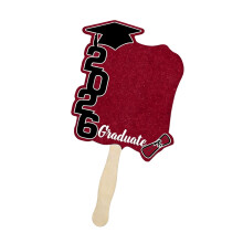 Double Side Printed Class Of 2026 Graduation Fan For-Crimson