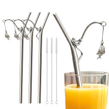 Creatief Vissen Ontwerp Charme Metalen Stro Draagbare-3 stuks