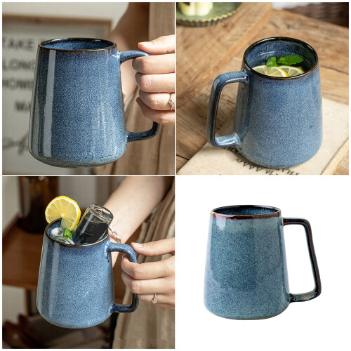 Unique Raku Glazed Ceramic Coffee-yellow sand With spoon lid 2