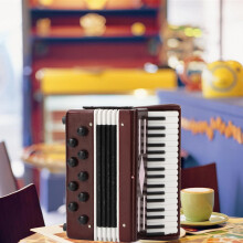Mini Wooden Red Accordion Model 6cm Musical Instrument with Gift Box Fine Craft