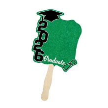 Double Sided Printed Wooden Hand Fan Graduation Ceremony-Green