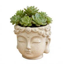 Creative Buddhas Statue Flowerpot Handicrafts Green-Beige