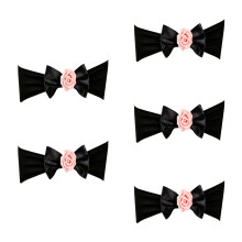 Pack of 5 Elastic Chair Band Bowknot Tie With Flower For-Black