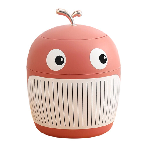 Mini Cartoon Whale Trash Can Durable Plastic For Desk-pink