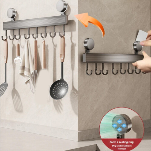 Easy Installation Space Aluminum Utensil Holder-Hook 40cm8 hook 1