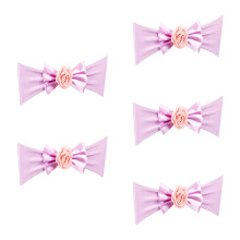 Elegant Satins Bowknot Chair Sash With Flower For-lightpurple