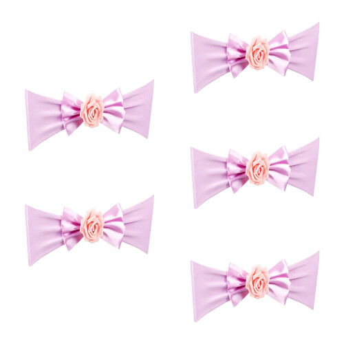 Lot de 5 décorations élégantes en satin avec nœud-violet clair