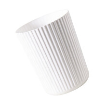 Plastic Waste Container Trash Can With Striped Pattern-White