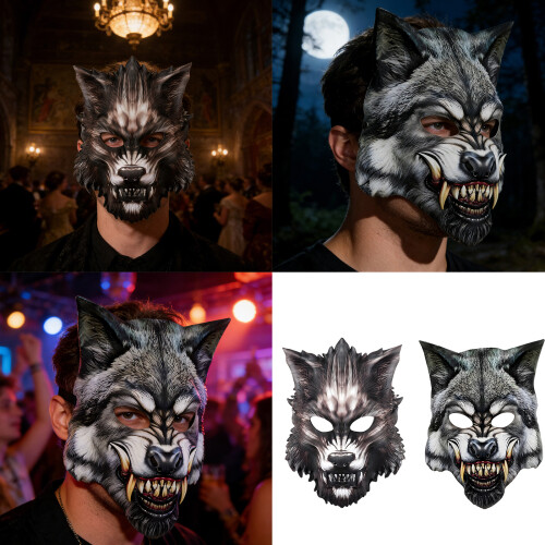 Horror-Tiermaske aus Polyester, bequem zu tragende-Wolfsmaske 2