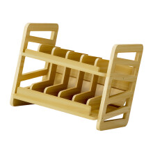 Stylish Bamboos Rolling Cats Food Storage Bin 2 Layer Stackable
