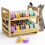 Stylish Bamboos Rolling Cats Food Storage Bin 2 Layer Stackable 2