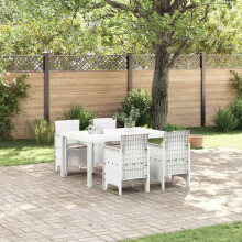 Berkfield Garden Dining Set 5 pcs White Polt rattan