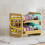 Stylish Bamboos Rolling Cats Food Storage Bin 2 Layer Stackable 7