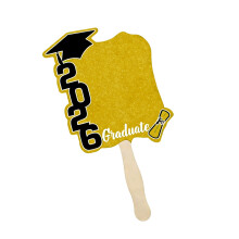 Class Of 2026 Graduation Wooden Hand Fan For Graduation-Yellow