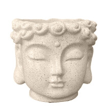 Peaceful Buddhas Sculpture Flower Pot For Indoor Plant-Beige