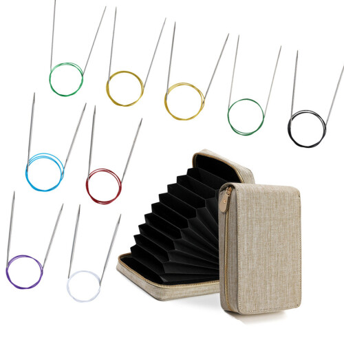 Stainless Steel Circular Needle With Cable-Khaki 80cm