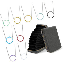 9 Pairs Circular Knitting Needle With Cable-grey 100cm
