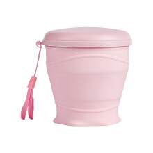 Foldable Silicone Drinking Cup with Lid and Carrying Strap-pink