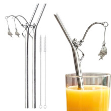 Creative Fishing Design Metal Straw Kitchen Essential-2pcs