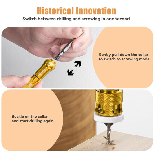 5pcs Countersink Drill Bit Set with 1/4in Release HexShank,Adjustable Woodworking Drill Bit Set for Carpentry Screw Hole 2