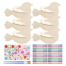 6 Pack 3D Bird Wind Chime Kit for Kids,DIY Paint and Build Wooden Animal Crafts Set Birthday Gifts for Girls/Boys