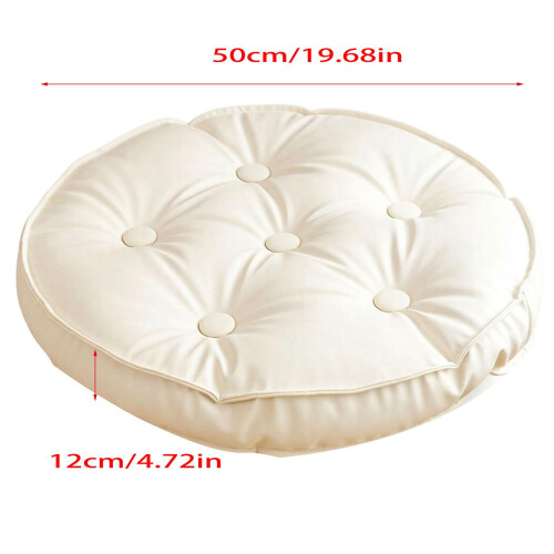 Comfortable Round Pouf Pillow PU Leather Thick-of1f white1 1