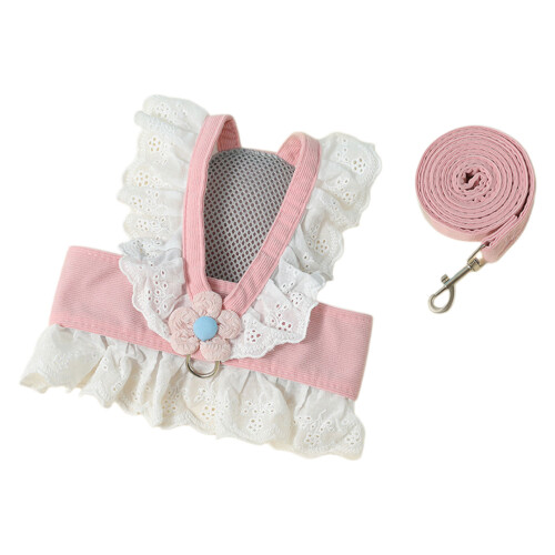Comfortable Rabbit Walking Harness And Rope Polyester-Pink M