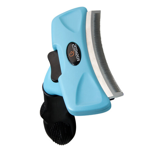 Curved Head Pet Grooming Brush Undercoat Deshedding Tool-Blue