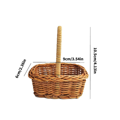 Niedlicher Mini-Rattankorb mit Griff für Rollenspiele und 2