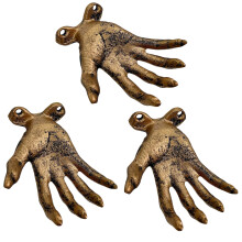 Resin Scary Witch Hand Wall Hook Antiqued Distressed-3pcs gold