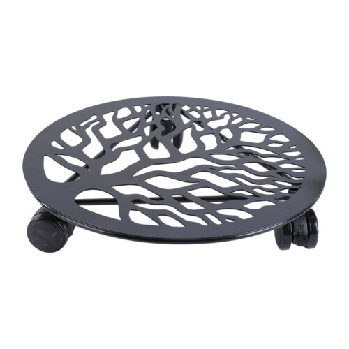 Iron Rolling Plant Bracket With Caster Round Iron Flower Top