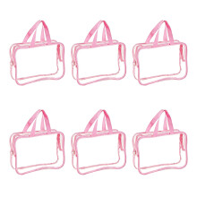 Bundles Of 6 Sturdy PVC Toy Storage Pouches With Smooth-Pink