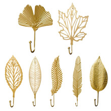 Elegant Iron Plant Leaf Shaped Wall Mount Hook For Small Spaces