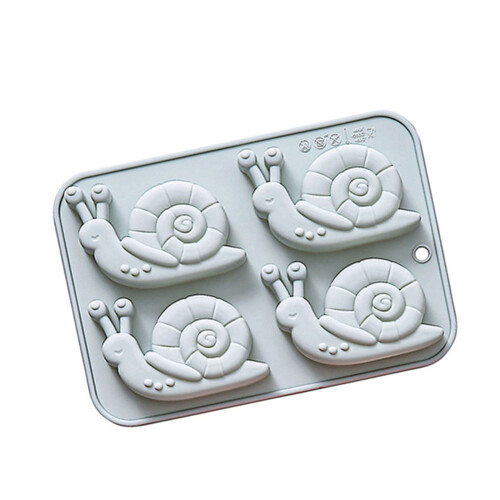 4 Cavities Snail Shape Silicone Cake Molds For Making-Blue