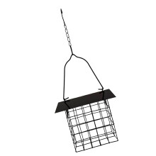 Durable Dark Square Wild Bird Dispenser For Garden Deck-Black