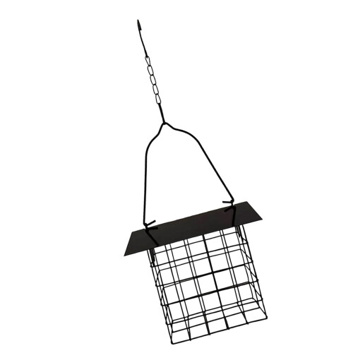 Durable Dark Square Wild Bird Dispenser For Garden Deck-Black