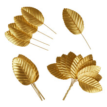Pack Of 200 Realistic Fabric Leaves For Wedding Party Home-Gold