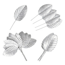 200Pcs Artificial Silk Leaves With Bendable Wire Stems-Silver