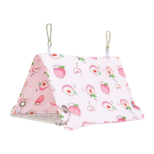 Summer Hanging Bird Nest Triangular Metal Meshes Bird-Pink S