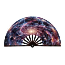 Fluorescent Glow Glittering Folding Hand Fan Stage-Tianma star