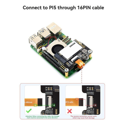 Adapterkort för Raspberry Pi5 PCIe Till M.2  Stöd NVMe Protocol M.2 Interface Hårddiskar