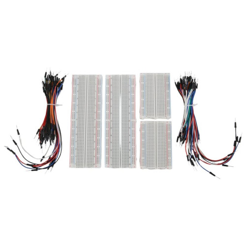 Solderless Breadboard Kit 2 Pcs 830 Tie Points + 2Pcs 400 Tie Points + 2 Set 65Pcs Flexible Breadboard Jumper Wires