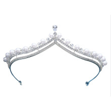 Elegant Pearls Crowned Headband For Weddings Parties-Style.1