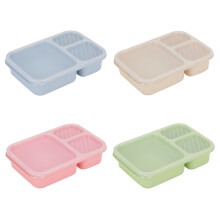 8Pcs Practical Straw Bento Lunch Box Three-Grid Compact Portable