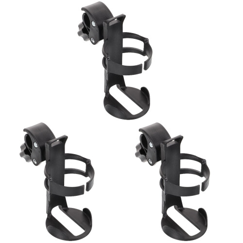 3Pcs Universal Stroller Cup Holder Black PP Plastic for Bikes Walkers